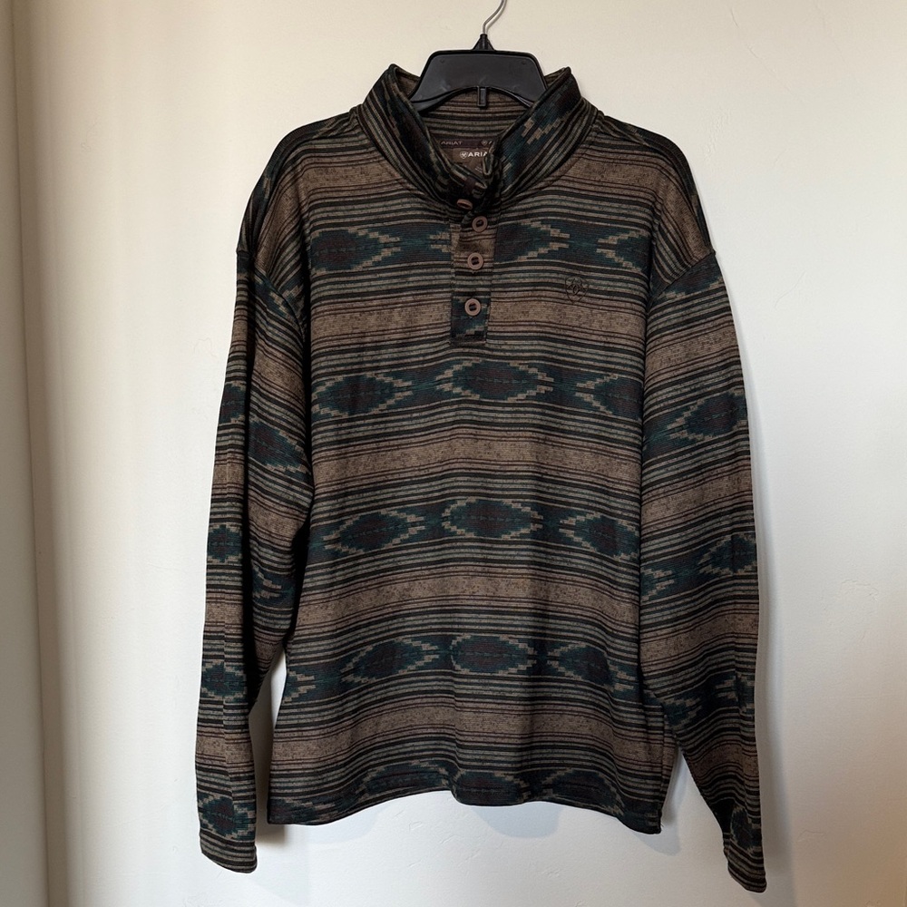 Ariat Men's Turtleneck Sweater - Black and Brown Pattern